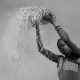 Chadian woman winnowing millet